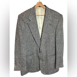 Barrington Men's Blazer Jacket Black Wool Tweed Herringbone 2 Button Size 40R